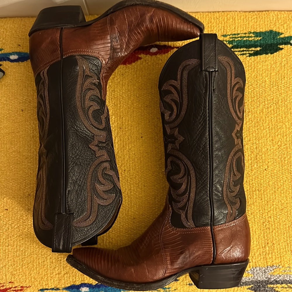 Vintage brown iguana skin Justin cowboy boots